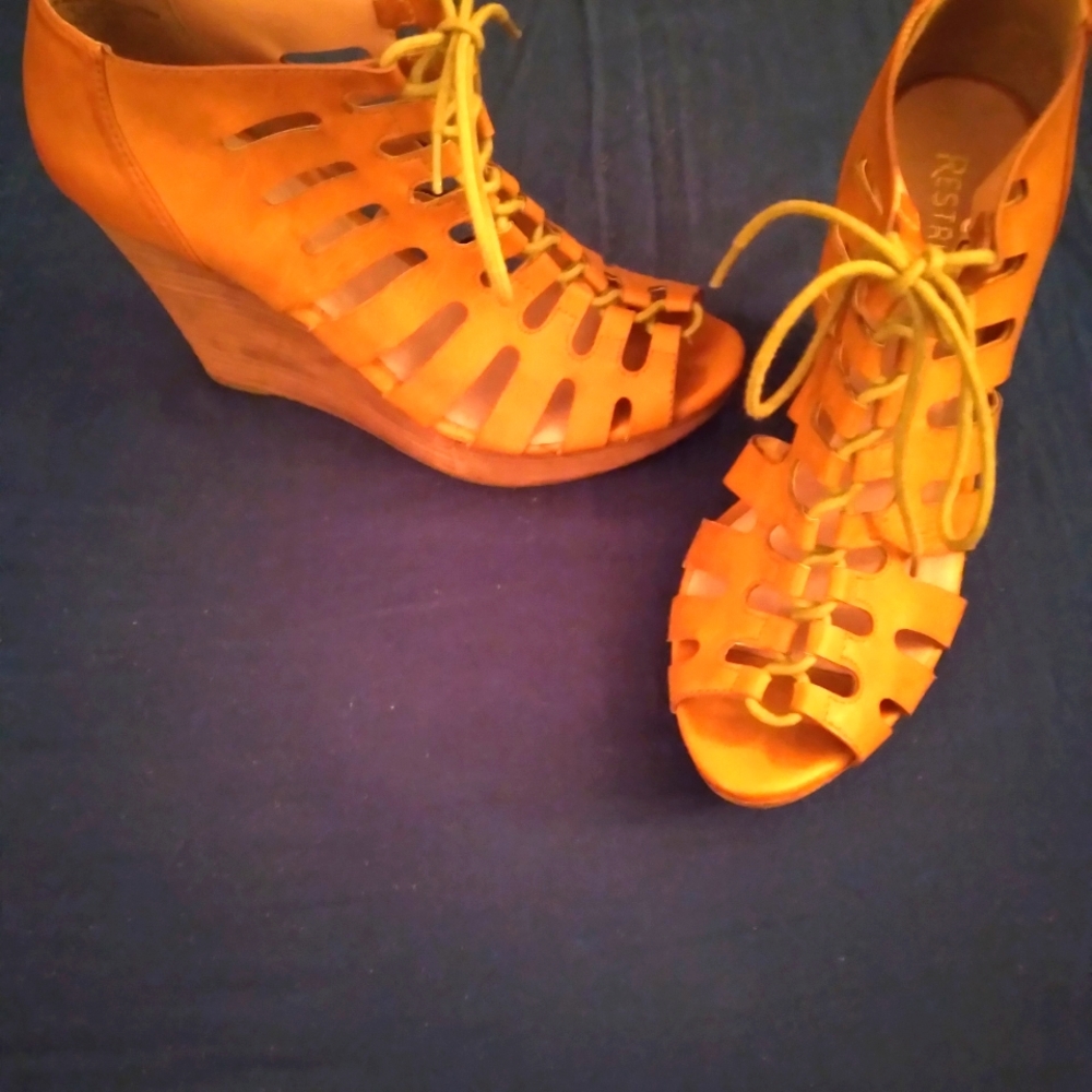 Restrict Laced Up Open Toe Wedges - image 5